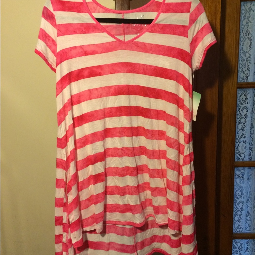 Long White and Pink Striped Decree Shirt