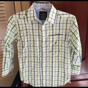 Green plaid long sleeve boys nautica shirt