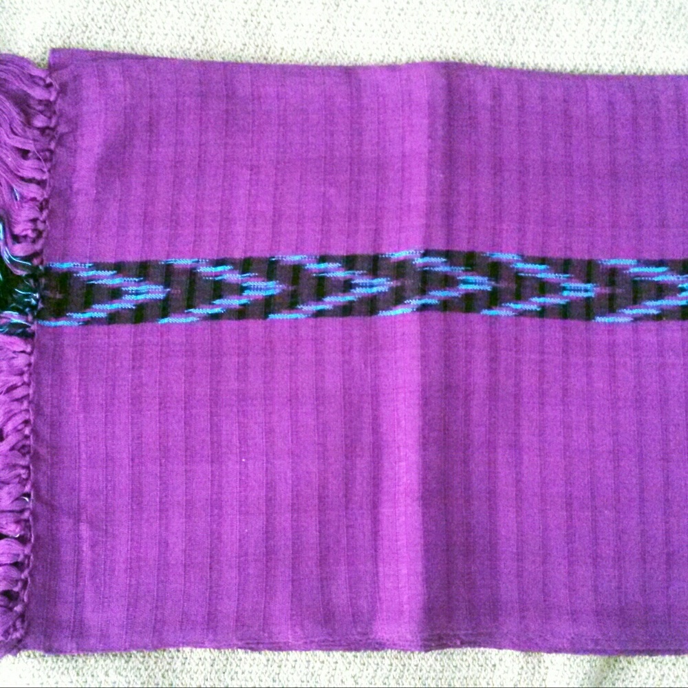 Handmade Loomed Open Weave Cotton Scarf - Purple