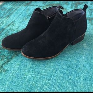 TOMS black suede and wool ankle booties