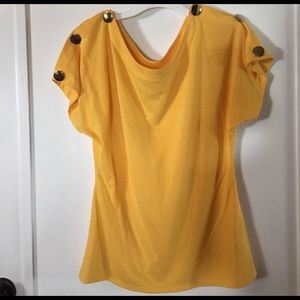 Beautiful yellow top with gold buttons on sleeves
