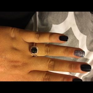 Black and rose gold ring