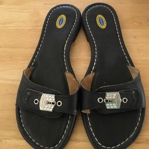 Dr scholls slip on black sandals