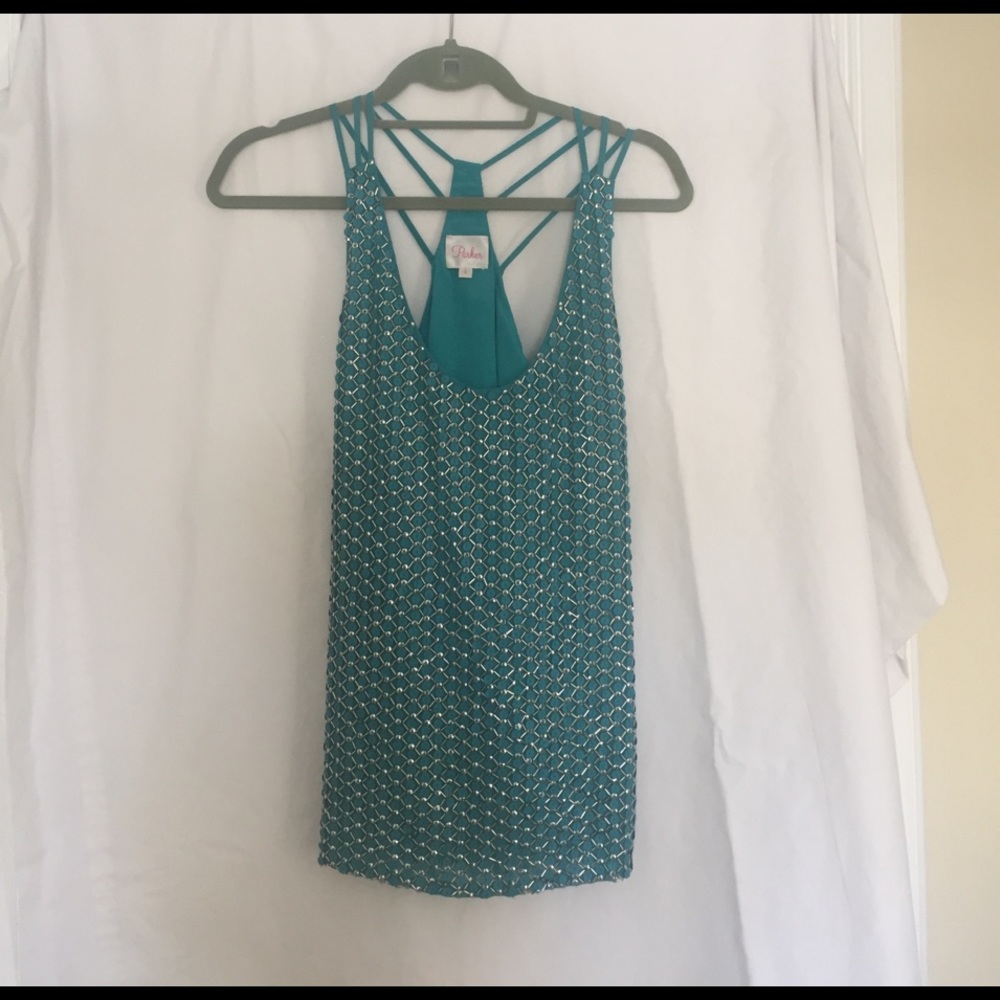 Parker beaded teal top