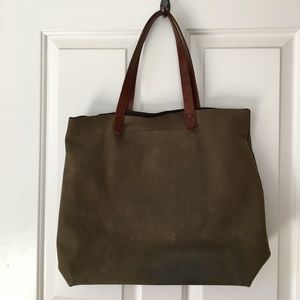Madewell Suede Tote in Fatigue Green