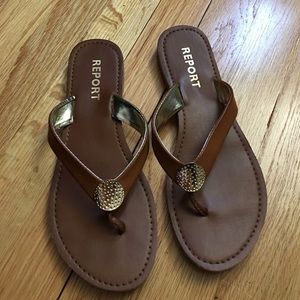Tan and Gold  Sandals, Size 8