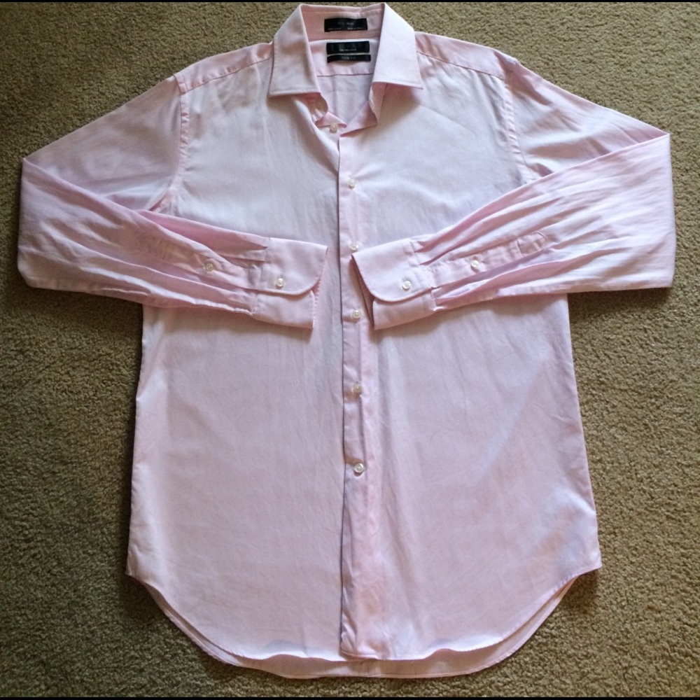 Pink dress shirt striped saks fifth avenue black