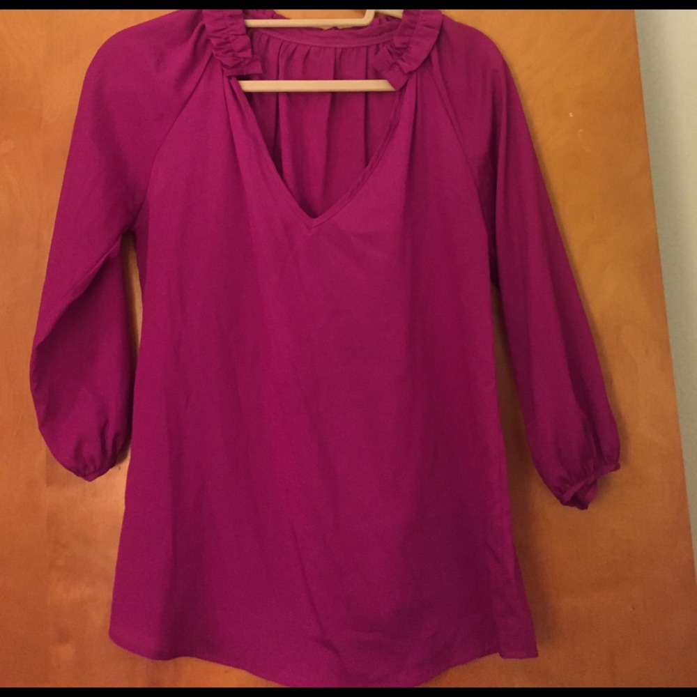 Purple ruffle collar boutique blouse size small