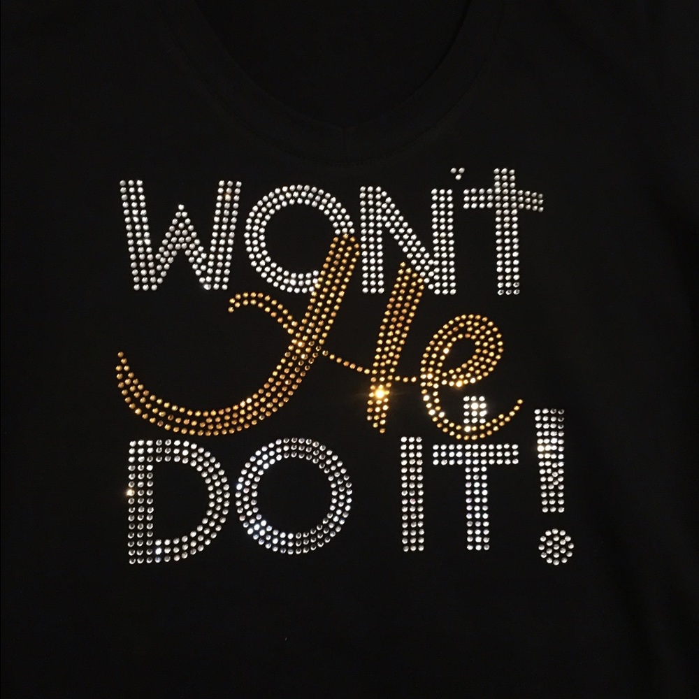 Black fitted rhinestone Tshirt
