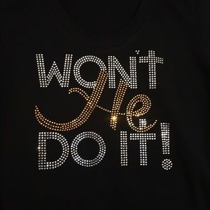 Black fitted rhinestone Tshirt