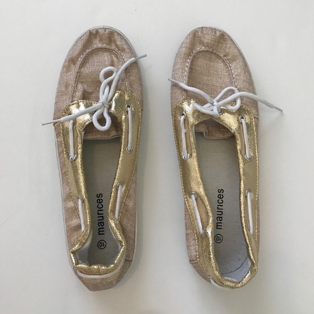 Maurices Gold Boat Shoes Sz 10