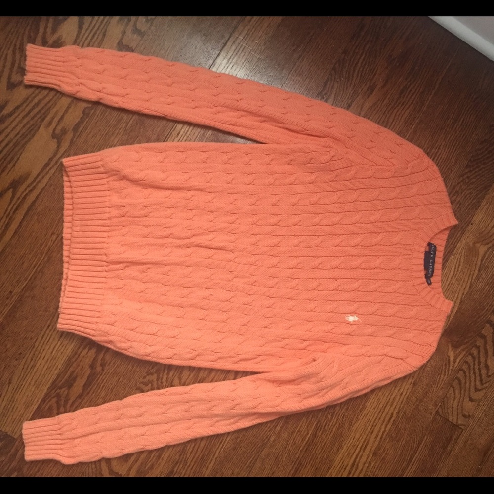 Peach colored polo sweater