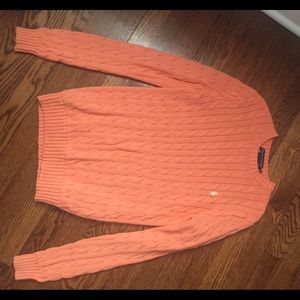 Peach colored polo sweater