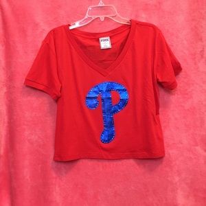NWOT PINK Victoria Secret phillies crop top