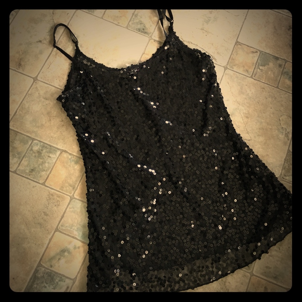 Black see-through sequined camisole