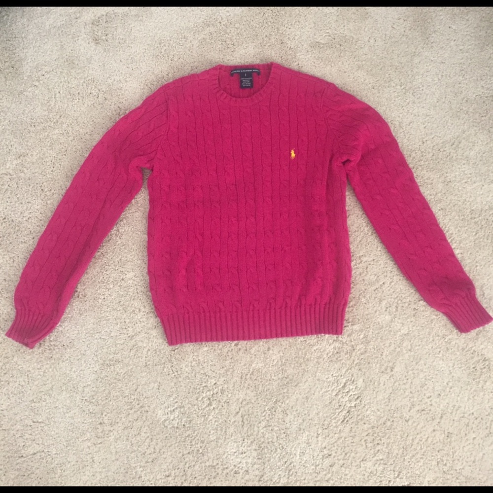 Ralph Lauren Golf cable knit magenta sweater