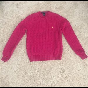 Ralph Lauren Golf cable knit magenta sweater
