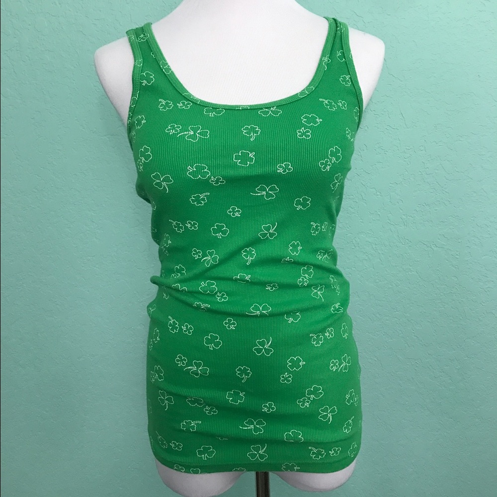 Shamrock long ribbed tank top.  Green