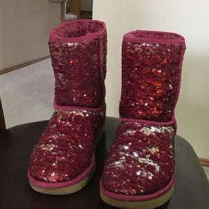 Ugg Ruby/Silver Sequin Glitter Boots