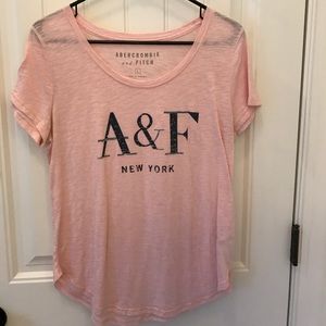 Abercrombie and Fitch pink logo t-shirt
