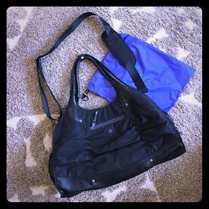 Athleta black and purple gym bag