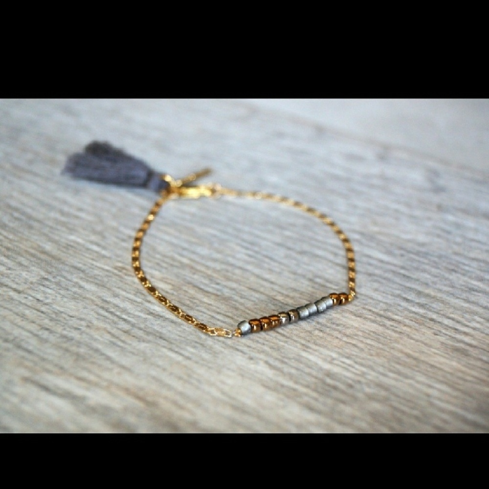 Gold tassel beaded bracelet *ONE LEFT* BLUE