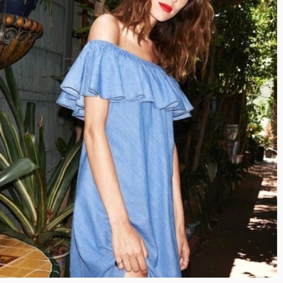 Rebecca Minkoff denim off the shoulder dress - Picture 2 of 3