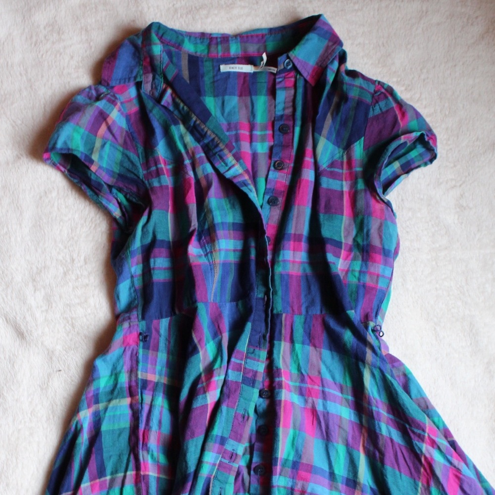 Vintage short sleeved plaid dress
