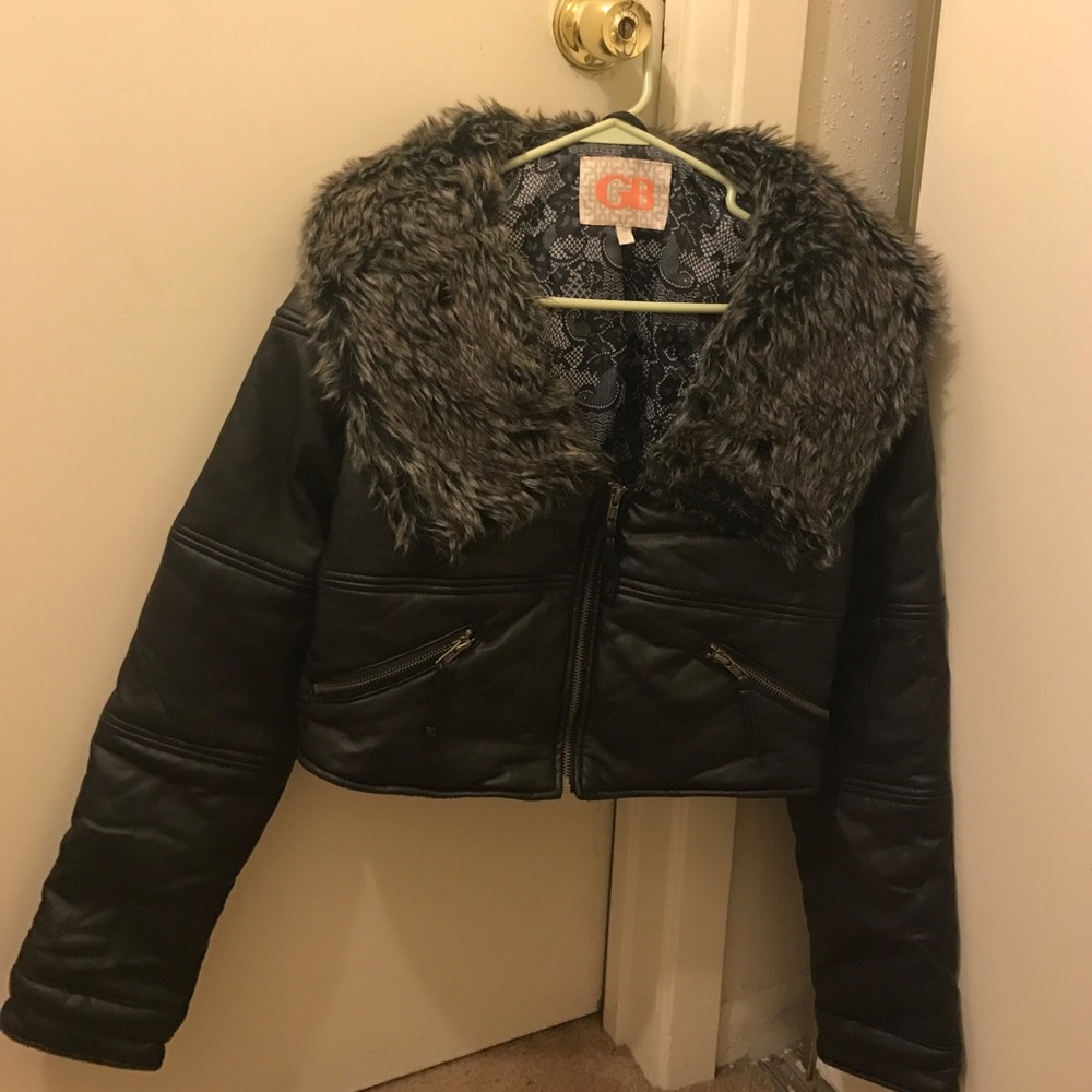 GB FAUX LEATHER & FUR JACKET