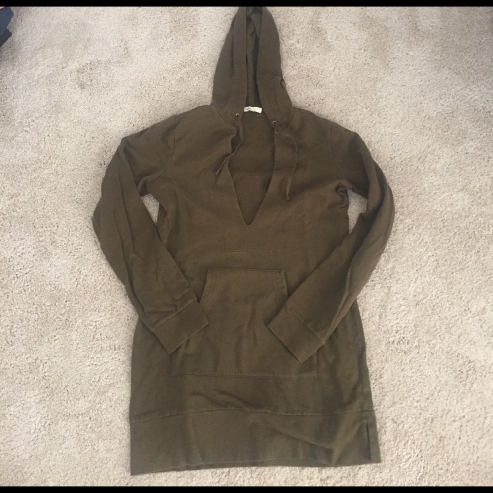 Vince olive green sweatshirt tunic hoodie
