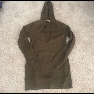 Vince olive green sweatshirt tunic hoodie