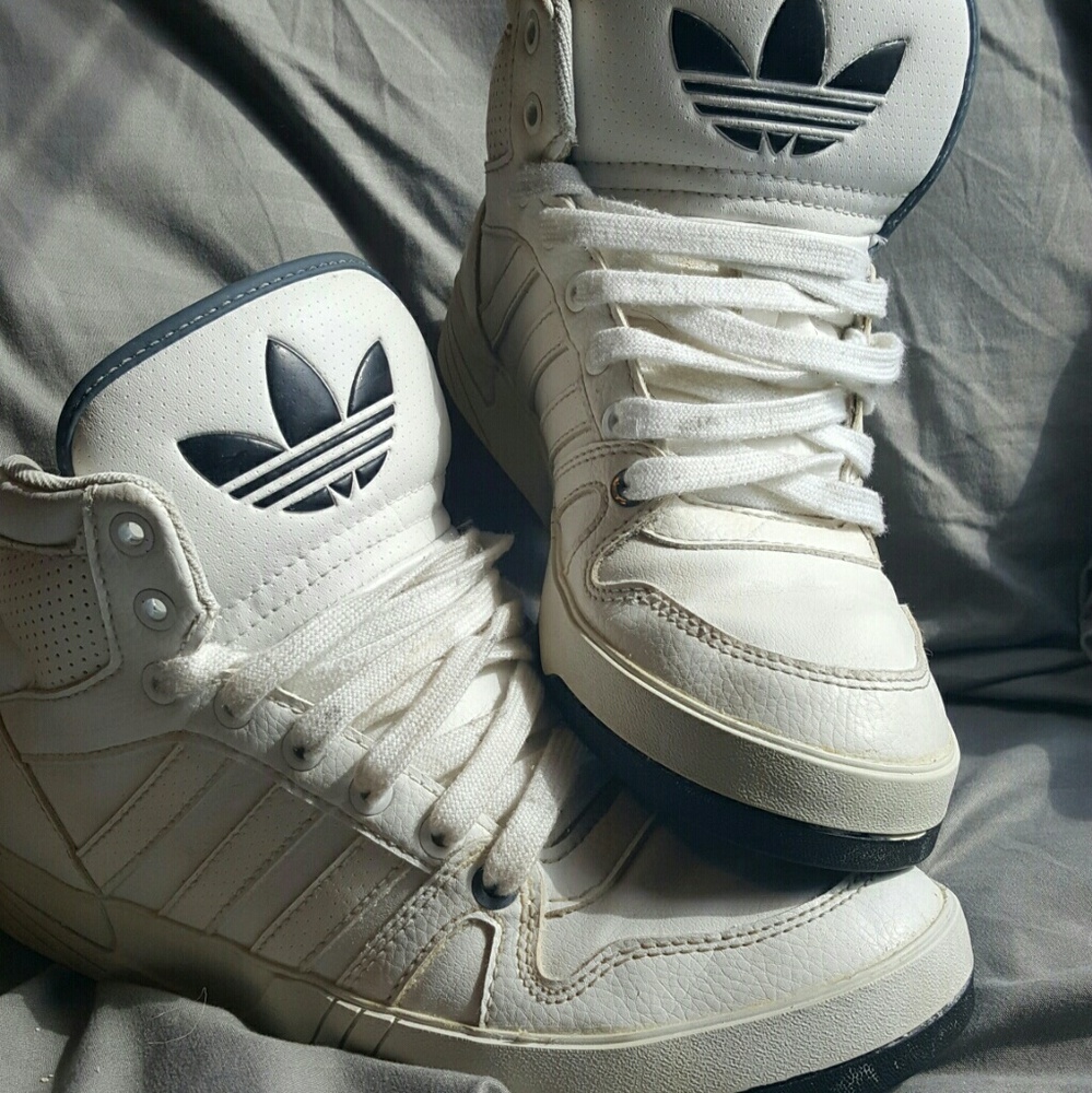White Adidas high tops