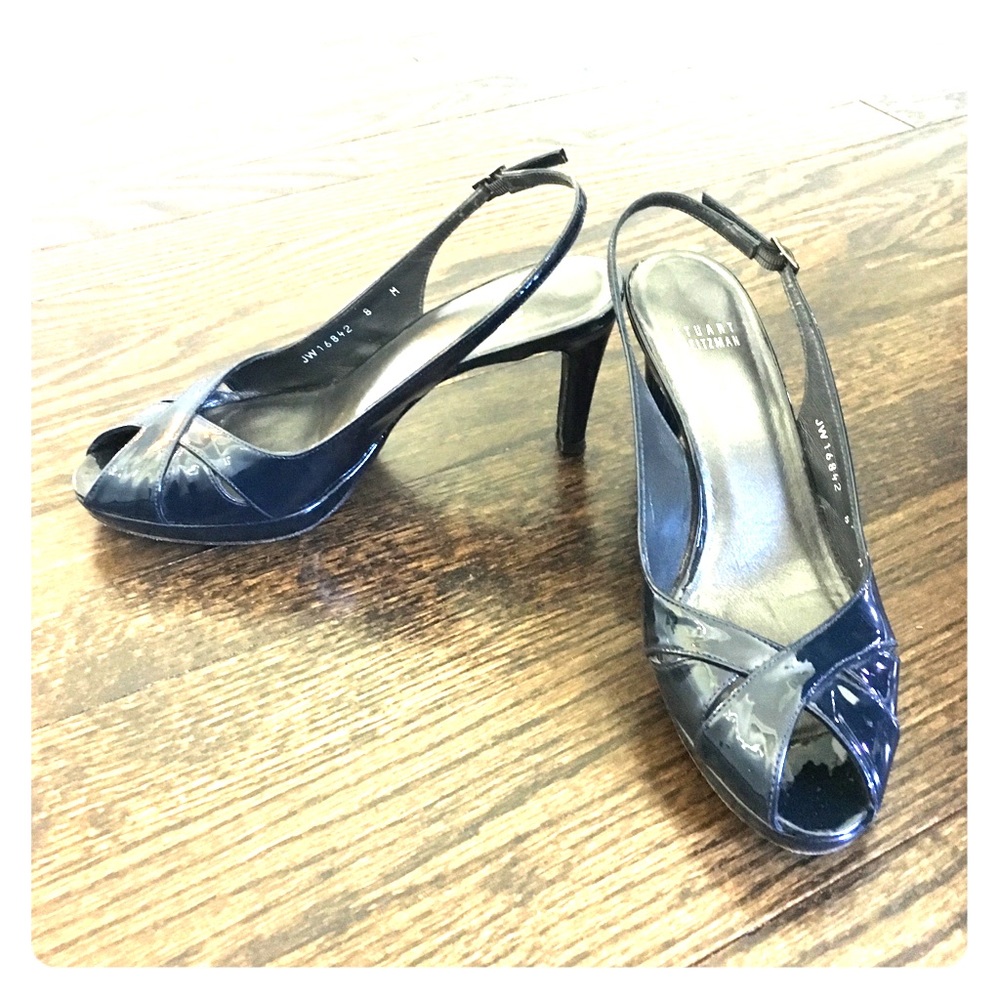 8 Medium - Stuart Weitzman - Navy patent heels