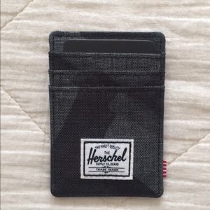 Herschel grey and black camo card clip case