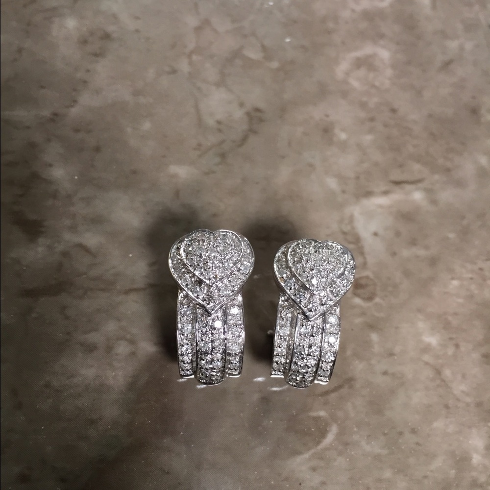 Half Circle Heart Diamond Earrings