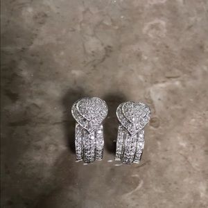 Half Circle Heart Diamond Earrings