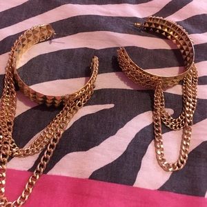 Large Gold Hoop Dangle Earrings