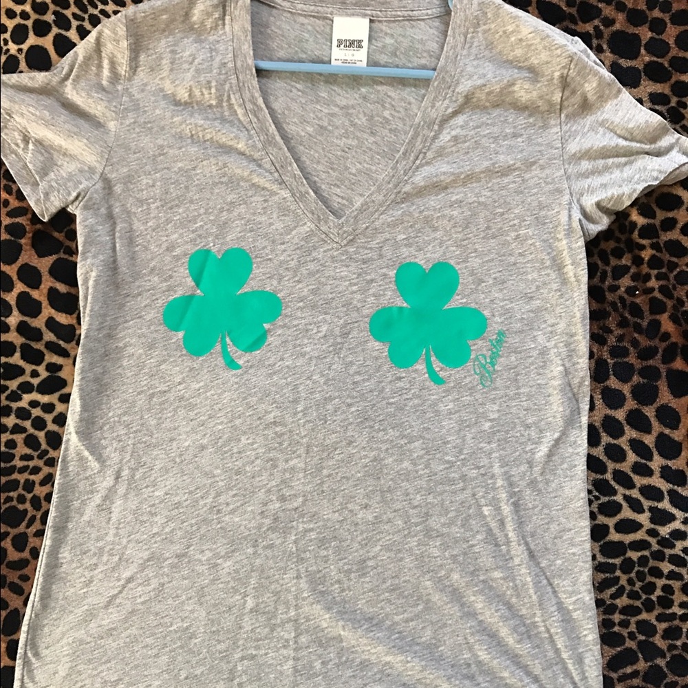 Boston shamrock pink tee
