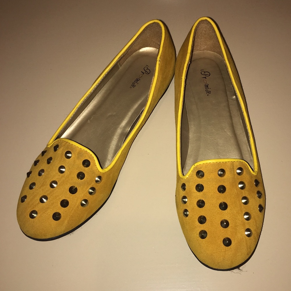Mustard Colored Studded Loafers
