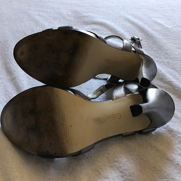Calvin Klein Shoes - Calvin Klein silver straps heels. Calvin Klein Shoes - Calvin Klein silver straps heels.