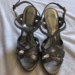 Calvin Klein Shoes - Calvin Klein silver straps heels. Calvin Klein Shoes - Calvin Klein silver straps heels.