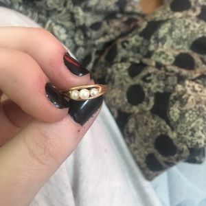 Real gold pearl ring