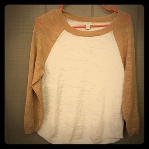 Camel and White J. Crew Ragland sweater