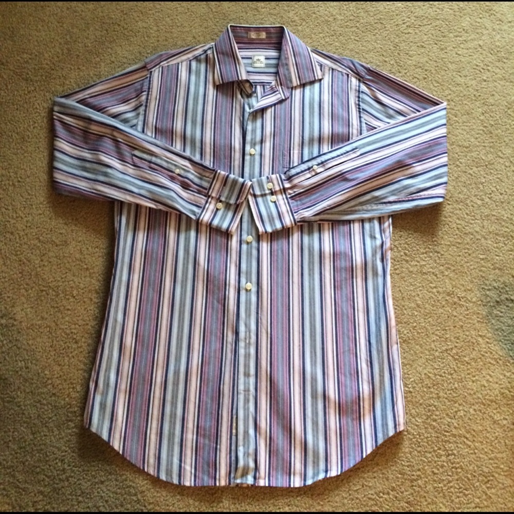 Peter Millar multi colored striped dress shirt med