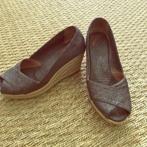 Tory Butch Metallic Silver Espadrilles