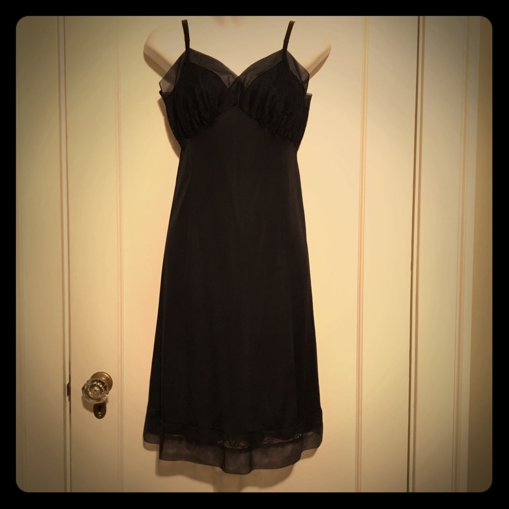 Vintage 60s(?) Black Slip Dress