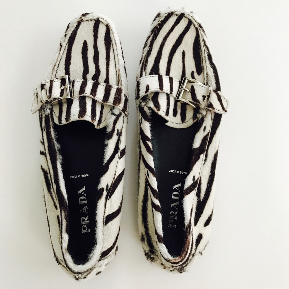 Prada Calf-skin Zebra Loafer Moccasin