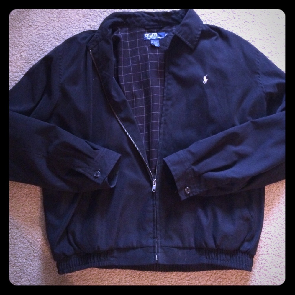 Ralph Lauren black windbreaker jacket large