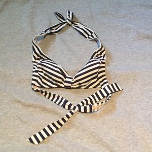 White and blue striped bikini top size 2