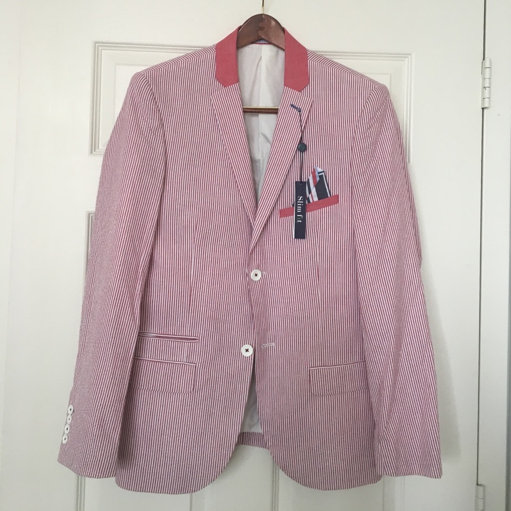 ‼️LOWERED PRICE‼️ NWT Red seersucker blazer